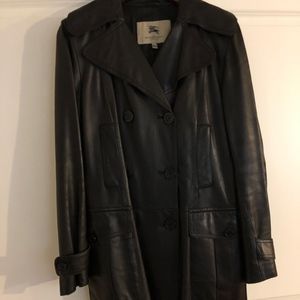 Burberry London Black Leather Coat